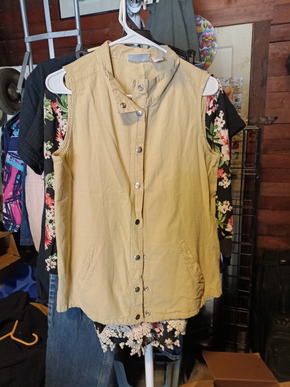 Sleeveless Utility Tunic Vest in Beige